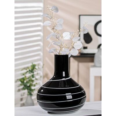 GILDE Decoratieve vaas zwart wit moderne decoratieve vaas decoratief object glazen vaas bloemenvaas handgemaakt van gekleurd glas hoogte 28 cm GILDE Decoratieve vaas zwart wit moderne decoratieve vaas decoratief object glazen vaas bloemenvaas handgemaakt van gekleurd glas hoogte 28 cm