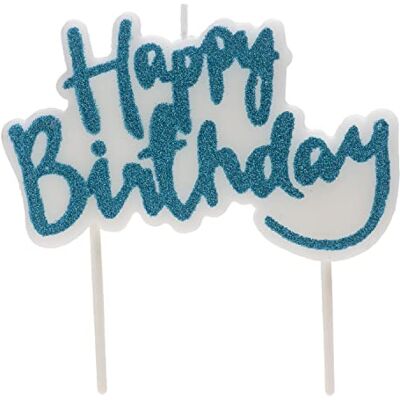 dekora Happy Birthday Verjaardagskaars Blauw 10,2 x 9,1 cm Blauwe glitter Happy Birthday kaars met steun, Taartdecoratie geschikt voor contact met voeding dekora Happy Birthday Verjaardagskaars Blauw 10,2 x 9,1 cm Blauwe glitter Happy Birthday kaars met steun, Taartdecoratie geschikt voor contact met voeding