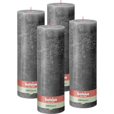 Bolsius Rustieke stompkaars XXL Antraciet Set van 4 Decoratieve huishoudkaarsen Brandtijd 200 uur Ongeparfumeerd Bevat natuurlijke plantaardige was Zonder palmolie 30 x 10 cm Bolsius Rustieke stompkaars XXL Antraciet Set van 4 Decoratieve huishoudkaarsen Brandtijd 200 uur Ongeparfumeerd Bevat natuurlijke plantaardige was Zonder palmolie 30 x 10 cm