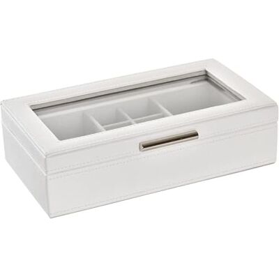 Leren Sieraden Doos DKD Home Decor - 25x14x7cm, Wit, Fluwelen Binnenkant - Sieradenopslag Leren Sieraden Doos DKD Home Decor - 25x14x7cm, Wit, Fluwelen Binnenkant - Sieradenopslag