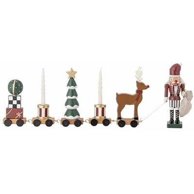 Bloomingville Vadim tafeldecoratie voor Kerstmis als trein met kerstfiguren als decoratieve kandelaar voor een gezellige sfeer, groen (kerstman) Bloomingville Vadim tafeldecoratie voor Kerstmis als trein met kerstfiguren als decoratieve kandelaar voor een gezellige sfeer, groen (kerstman)