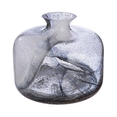 GILDE Kraagvaas Fumo glas zwart-wit hoogte 18,5cm x Ø 22 cm decoratieve vaas GILDE Kraagvaas Fumo glas zwart-wit hoogte 18,5cm x Ø 22 cm decoratieve vaas