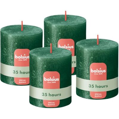 Bolsius Rustieke kaars groen metallic 8 cm 4 stuks decoratieve kaarsen bevat natuurlijke plantaardige was zonder palmolie Bolsius Rustieke kaars groen metallic 8 cm 4 stuks decoratieve kaarsen bevat natuurlijke plantaardige was zonder palmolie