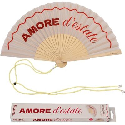 Fisura Originele waaier met het opschrift "Amore d'Estate", moderne en kleurrijke houten waaiers, rode handventilator, inclusief ophanglus, grappig cadeau-idee, 42,5 x 23 cm Fisura Originele waaier met het opschrift "Amore d'Estate", moderne en kleurrijke houten waaiers, rode handventilator, inclusief ophanglus, grappig cadeau-idee, 42,5 x 23 cm