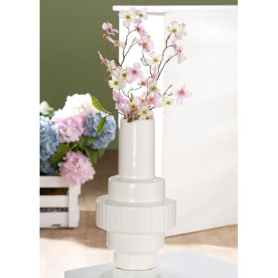 GILDE Vaas Antas keramiek wit glanzend hoogte 35 cm diameter 19 cm decoratie woonaccessoire cadeau-idee interieur GILDE Vaas Antas keramiek wit glanzend hoogte 35 cm diameter 19 cm decoratie woonaccessoire cadeau-idee interieur