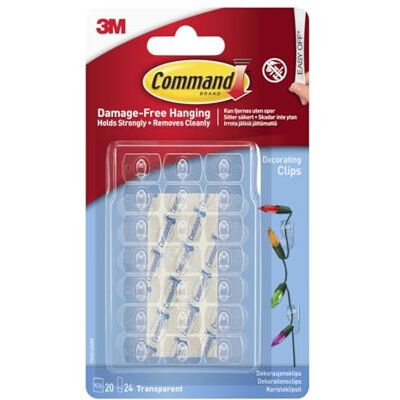 Command Bevestigingsclips met transparante plakstrips Command Bevestigingsclips met transparante plakstrips