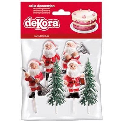 dekora Taarttopper Kerst – set 6 stuks 4 Kerstmannen + 2 Kerstbomen PVC voedselveilig Taartdecoratie voor cupcakes,taarten & kerstgebak dekora Taarttopper Kerst – set 6 stuks 4 Kerstmannen + 2 Kerstbomen PVC voedselveilig Taartdecoratie voor cupcakes,taarten & kerstgebak