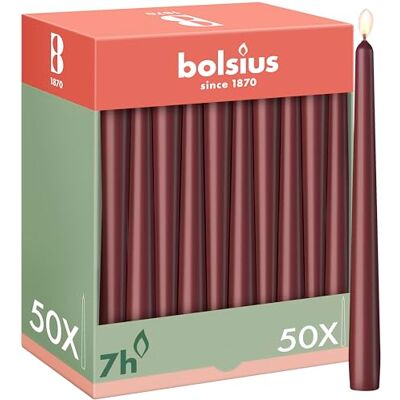 Bolsius Gladde Dinerkaarsen Bordeauxrood 50 Stuks 24,5 cm Decoratie Interieur Brandduur 7 Uur Ongeparfumeerd Bevat Natuurlijke Plantenwas Zonder Palmolie Bolsius Gladde Dinerkaarsen Bordeauxrood 50 Stuks 24,5 cm Decoratie Interieur Brandduur 7 Uur Ongeparfumeerd Bevat Natuurlijke Plantenwas Zonder Palmolie