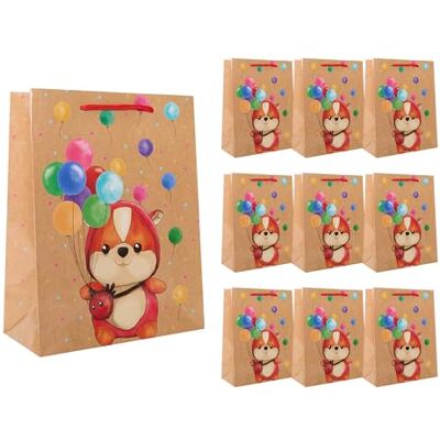 Idena 90242 Geschenkzakjes happy birthday teddybeer, 10 stuks, geschenkzakjes in de maat 18 x 23 x 8 cm, papieren zakjes met teddybeer en ballonnen Idena 90242 Geschenkzakjes happy birthday teddybeer, 10 stuks, geschenkzakjes in de maat 18 x 23 x 8 cm, papieren zakjes met teddybeer en ballonnen