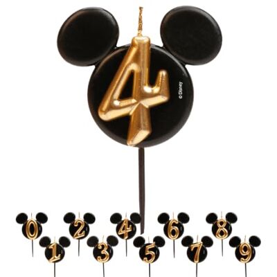 dekora Mickey Mouse Verjaardagskaars Disney Kaarsen Geurloze Paraffine Was Verjaardagsdecoratie Kaarsen met Zwarte en Gouden Mickey Mouse Oren Grootte 8,5 cm Nummer 4 dekora Mickey Mouse Verjaardagskaars Disney Kaarsen Geurloze Paraffine Was Verjaardagsdecoratie Kaarsen met Zwarte en Gouden Mickey Mouse Oren Grootte 8,5 cm Nummer 4