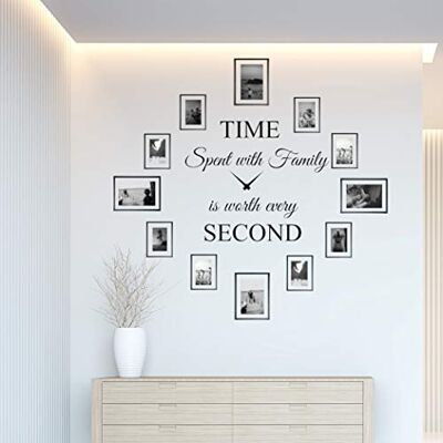 World of Wall Decal Tijd doorgebracht met familie is elke tweede muursticker waard decoratie klok familie citaat zeggen vinyl muurkunst DIY de fotolijsten zijn niet inbegrepen (22 x 22 l) mat zwart World of Wall Decal Tijd doorgebracht met familie is elke tweede muursticker waard decoratie klok familie citaat zeggen vinyl muurkunst DIY de fotolijsten zijn niet inbegrepen (22 x 22 l) mat zwart