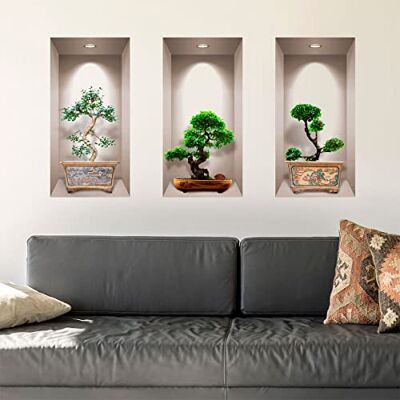Ambiance Sticker 3D-stickers, zelfklevend, 3D-effect, Japanse bonsai, 3D-effect, muurstickers voor slaapkamer, volwassenen, 3D-muursticker, woonkamer, muursticker, motief: trompe van het oog, slaapkamer, 60 x 90 cm Ambiance Sticker 3D-stickers, zelfklevend, 3D-effect, Japanse bonsai, 3D-effect, muurstickers voor slaapkamer, volwassenen, 3D-muursticker, woonkamer, muursticker, motief: trompe van het oog, slaapkamer, 60 x 90 cm