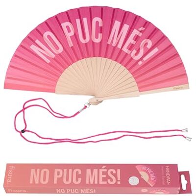 Fisura – Waaier met de tekst “no puc mes!”. Handventilator van hout met roze kleurovergang. Ophangsysteem inbegrepen. Formaat: 42,5 x 23 cm. Fisura – Waaier met de tekst “no puc mes!”. Handventilator van hout met roze kleurovergang. Ophangsysteem inbegrepen. Formaat: 42,5 x 23 cm.