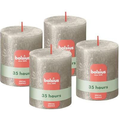Bolsius Rustieke stompkaars Shimmer Champagne Silver Pack van 4 lange brandtijd van 35 uur huishoudelijke kaars interieurdecoratie ongeparfumeerd natuurlijke veganistische was geen Bolsius Rustieke stompkaars Shimmer Champagne Silver Pack van 4 lange brandtijd van 35 uur huishoudelijke kaars interieurdecoratie ongeparfumeerd natuurlijke veganistische was geen