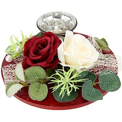 I.GE.A. Rode Kaarsenhouder met Rozen - Woondecoratie I.GE.A. Rode Kaarsenhouder met Rozen - Woondecoratie