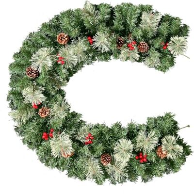 Uten 1,8 m kerstslinger, open haard slinger Kerstmis, groene kerstslinger met dennennaalden, dennenappels rode bessen kunstmatige krans slinger voor open haard trap deur kerstboom decor Uten 1,8 m kerstslinger, open haard slinger Kerstmis, groene kerstslinger met dennennaalden, dennenappels rode bessen kunstmatige krans slinger voor open haard trap deur kerstboom decor
