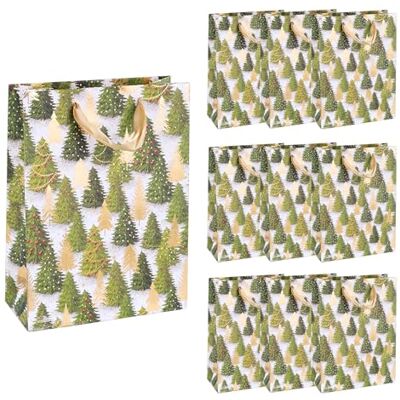 Idena 90398 Kerstboom geschenkzakjes, 10 stuks in groen-goud, papieren zakjes in het formaat 34,5 x 25 x 8,5 cm, geschenktasjes voor Kerstmis Idena 90398 Kerstboom geschenkzakjes, 10 stuks in groen-goud, papieren zakjes in het formaat 34,5 x 25 x 8,5 cm, geschenktasjes voor Kerstmis