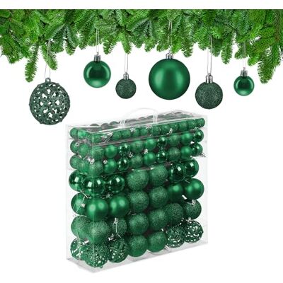 Relaxdays kerstballen, set van 150, kerstboom ballen, mat, donkergroen glanzend, glitters, ∅ 3, 4, 6 cm, kunststof Relaxdays kerstballen, set van 150, kerstboom ballen, mat, donkergroen glanzend, glitters, ∅ 3, 4, 6 cm, kunststof