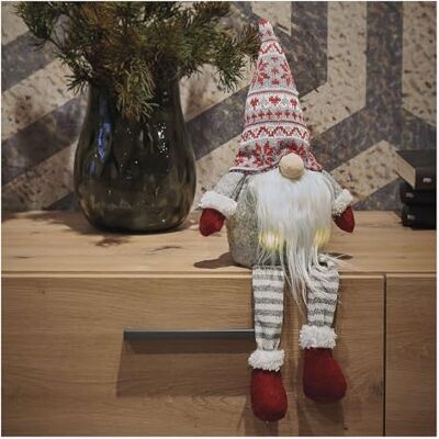 EMOS Led-kerstkabouter, 4 x led, kerstdecoratie, zittende dwerg met lange baard en puntmuts, verlichte kabouter met hangende poten, 18 x 27 cm, warm witte lichtkleur, werkt op batterijen EMOS Led-kerstkabouter, 4 x led, kerstdecoratie, zittende dwerg met lange baard en puntmuts, verlichte kabouter met hangende poten, 18 x 27 cm, warm witte lichtkleur, werkt op batterijen