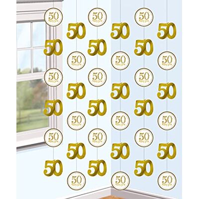 amscan (PKT) Volwassen 6 Stuk 50e Gouden Verjaardag String Decoraties 2m amscan (PKT) Volwassen 6 Stuk 50e Gouden Verjaardag String Decoraties 2m