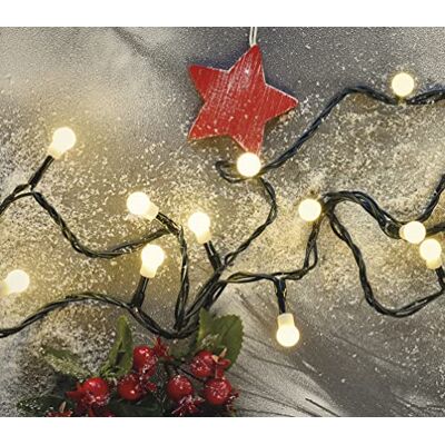 EMOS Led-lichtketting warm wit voor binnen en buiten, 8 m lange kerstlichtketting met 80 leds in bolvorm, 6 uur timerfunctie, voeding en transformator, voor feestjes, Kerstmis, decoratie EMOS Led-lichtketting warm wit voor binnen en buiten, 8 m lange kerstlichtketting met 80 leds in bolvorm, 6 uur timerfunctie, voeding en transformator, voor feestjes, Kerstmis, decoratie