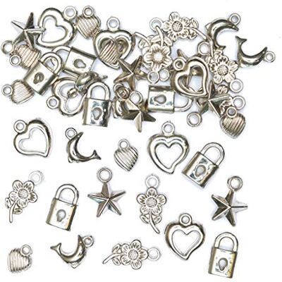 Baker Ross EF887 zilverkleurige sieradenhanger voor kinderen om te knutselen leuke accessoires (90 stuks) Baker Ross EF887 zilverkleurige sieradenhanger voor kinderen om te knutselen leuke accessoires (90 stuks)