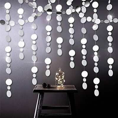 Qihui7 11,9 m Spiegel Zilveren Cirkel Stippen Slingers voor Bruiloft Feestdecoraties Hangende Cirkel Streamer voor Bruids Douche/Baby Shower/Engagement/Bachelor Party Ornament voor Home Decor (Zilver) Qihui7 11,9 m Spiegel Zilveren Cirkel Stippen Slingers voor Bruiloft Feestdecoraties Hangende Cirkel Streamer voor Bruids Douche/Baby Shower/Engagement/Bachelor Party Ornament voor Home Decor (Zilver)