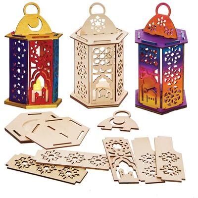 Baker Ross FX935 Ramadan Houten Lantaarn Bouwpakketten Set van 3, Kunst- en knutselpakketten voor kinderen Baker Ross FX935 Ramadan Houten Lantaarn Bouwpakketten Set van 3, Kunst- en knutselpakketten voor kinderen
