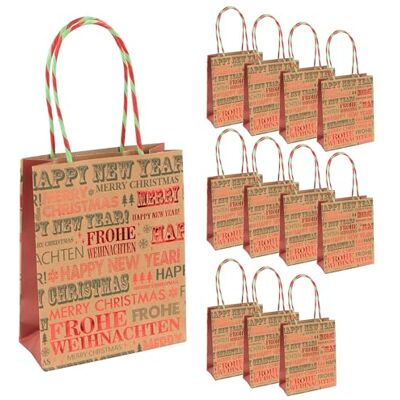 Idena 90407 Vrolijk kerstmis geschenkzakjes, 12 stuks, papieren zakjes in de maat 15 x 12 x 5 cm, geschenkzakjes voor kerst en oud en nieuw Idena 90407 Vrolijk kerstmis geschenkzakjes, 12 stuks, papieren zakjes in de maat 15 x 12 x 5 cm, geschenkzakjes voor kerst en oud en nieuw