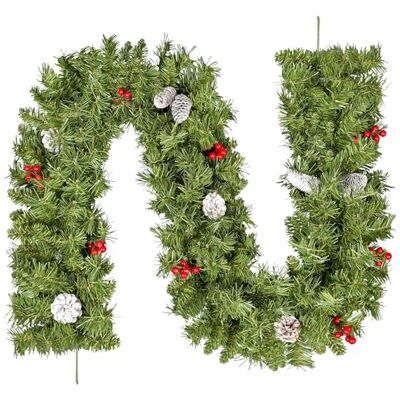 Uten 1.8m/5.9ft Kerst Slinger, met Dennenappels Rode Bessen Garland Decoraties voor Open Haard Trap Deur Kerstboom Decor Uten 1.8m/5.9ft Kerst Slinger, met Dennenappels Rode Bessen Garland Decoraties voor Open Haard Trap Deur Kerstboom Decor