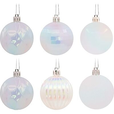 Hallmark Iriserende witte onbreekbare kerst ornamenten set, 24-delig Hallmark Iriserende witte onbreekbare kerst ornamenten set, 24-delig