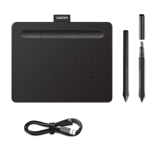 Wacom Intuos S Pen dienblad mobiel tekentablet (voor schilderen en voor fotobewerking met drukgevoelige 4K pen & 1 softwaredownload) zwart ideaal voor kantoor thuis en e-learning