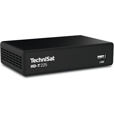 TechniSat HD-T 225 Compacte DVB T2 HD-ontvanger, HDTV, HEVC H265, USB-mediaspeler, HDMI en SCART, 12 V geschikt, EPG, led-statusweergave, afstandsbediening, zwart TechniSat HD-T 225 Compacte DVB T2 HD-ontvanger, HDTV, HEVC H265, USB-mediaspeler, HDMI en SCART, 12 V geschikt, EPG, led-statusweergave, afstandsbediening, zwart