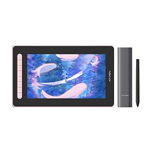 XP-PEN Artist 12 2e generatie grafische tablet 11,9 inch pen display volledig gelamineerd, X3 Smart-Chip batterijloze pen voor beeldbewerking/illustratie (roze)