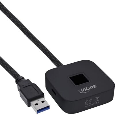 InLine Vingerafdrukscanner met USB-hub, Windows Hello, USB-A/USB-C, zwart InLine Vingerafdrukscanner met USB-hub, Windows Hello, USB-A/USB-C, zwart