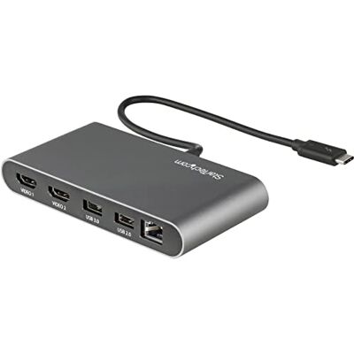 StarTech Dual-Monitor Thunderbolt Mini Dock, 4K 60Hz HDMI, Driverloze Hub voor Windows & Mac, Gigabit Ethernet, 1x USB-A (USB 5Gbps), 28cm Kabel StarTech Dual-Monitor Thunderbolt Mini Dock, 4K 60Hz HDMI, Driverloze Hub voor Windows & Mac, Gigabit Ethernet, 1x USB-A (USB 5Gbps), 28cm Kabel