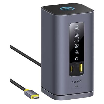 Baseus Spacemate Displaylink Docking Station USB C 11-in-1, 3 monitoren 4K, 10 Gbps USB-C/A, 100 W PD, Ethernet, audio, voor M1/M2/M3/Win en MacOS Baseus Spacemate Displaylink Docking Station USB C 11-in-1, 3 monitoren 4K, 10 Gbps USB-C/A, 100 W PD, Ethernet, audio, voor M1/M2/M3/Win en MacOS