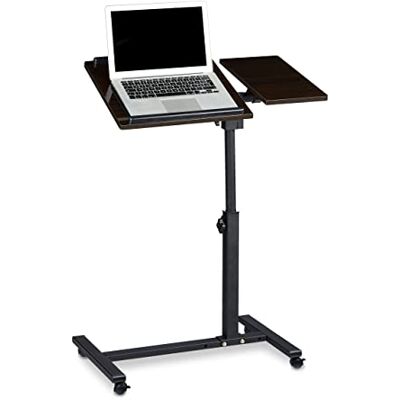 Relaxdays laptoptafel op wieltjes, HxBxD 95 x 60 x 40 cm, ook voor linkshandigen, 2-delig tafelblad, verstelbaar, zwart Relaxdays laptoptafel op wieltjes, HxBxD 95 x 60 x 40 cm, ook voor linkshandigen, 2-delig tafelblad, verstelbaar, zwart