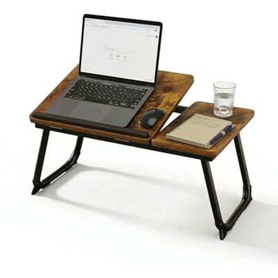 Relaxdays opvouwbare verstelbare laptoptafel voor bed en bank, metalen frame, donkerbruin-zwart, 23.5 x 56 x 33 cm Relaxdays opvouwbare verstelbare laptoptafel voor bed en bank, metalen frame, donkerbruin-zwart, 23.5 x 56 x 33 cm