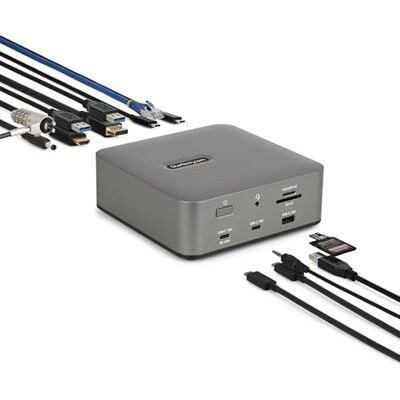 StarTech Thunderbolt 5 USB4 Dock, Triple 4K 144Hz, Dual 8K 60Hz, 140W PD USB 10Gbps, 30W Telefoon Opladen, Voor Windows en Mac StarTech Thunderbolt 5 USB4 Dock, Triple 4K 144Hz, Dual 8K 60Hz, 140W PD USB 10Gbps, 30W Telefoon Opladen, Voor Windows en Mac