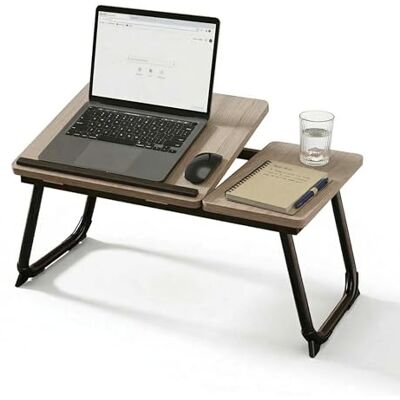 Relaxdays opvouwbare laptoptafel voor bed en bank, verstelbaar, metaal/MDF, houtlook, 23.5x56x33 cm zwart Relaxdays opvouwbare laptoptafel voor bed en bank, verstelbaar, metaal/MDF, houtlook, 23.5x56x33 cm zwart
