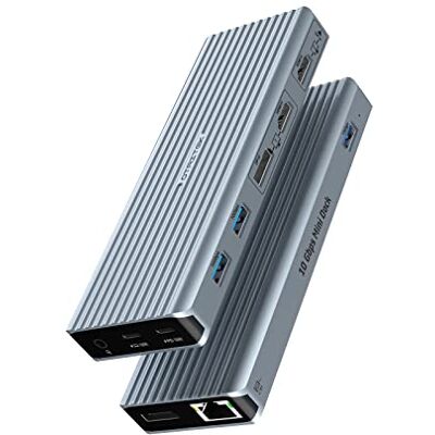 Qhou Laptop Docking Station, 11-in-1 USB C HUB met twee 4K @60Hz video-uitgangen, twee monitoren, 3x USB 3.1 10 Gbit/s, 2 x HDMI, 2xDP, 100W PD, compatibel met Windows en M1 Mac Qhou Laptop Docking Station, 11-in-1 USB C HUB met twee 4K @60Hz video-uitgangen, twee monitoren, 3x USB 3.1 10 Gbit/s, 2 x HDMI, 2xDP, 100W PD, compatibel met Windows en M1 Mac