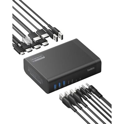 Belkin Connect 16-in-1 USB C Hub 140W, USB-C Docking Station voor 3 Schermen, met 4K@60Hz-ondersteuning, DisplayLink Technologie, Gegevensoverdracht met 10Gbps, 2,5Gb Ethernet-poort, Laptopuitbreiding Belkin Connect 16-in-1 USB C Hub 140W, USB-C Docking Station voor 3 Schermen, met 4K@60Hz-ondersteuning, DisplayLink Technologie, Gegevensoverdracht met 10Gbps, 2,5Gb Ethernet-poort, Laptopuitbreiding