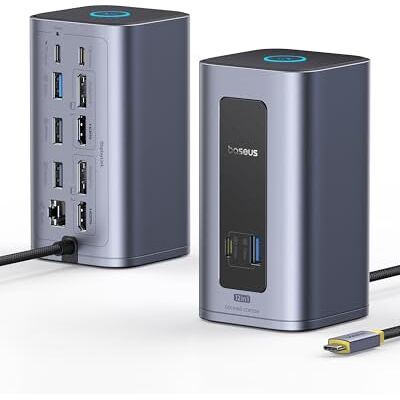 Baseus Nomos Air Mac Docking Station USB-C, 12 in 1, dockingstation 2 monitoren, 4K HDMI of DP, 10 Gbps USB-poorten, 100 W PD, Gigabit Ethernet, compatibel met macOS/Win (zonder voeding) Baseus Nomos Air Mac Docking Station USB-C, 12 in 1, dockingstation 2 monitoren, 4K HDMI of DP, 10 Gbps USB-poorten, 100 W PD, Gigabit Ethernet, compatibel met macOS/Win (zonder voeding)