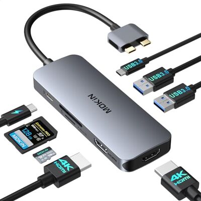 MOKiN Docking Station voor MacBook Pro/Air, MacBook Docking Station USB C Dual Monitor, 8-in-2 USB C-adapter voor Mac Dongle MacBook Hub met 2 HDMI, USB 3.0 A & C, SD/TF en 100 W PD MOKiN Docking Station voor MacBook Pro/Air, MacBook Docking Station USB C Dual Monitor, 8-in-2 USB C-adapter voor Mac Dongle MacBook Hub met 2 HDMI, USB 3.0 A & C, SD/TF en 100 W PD