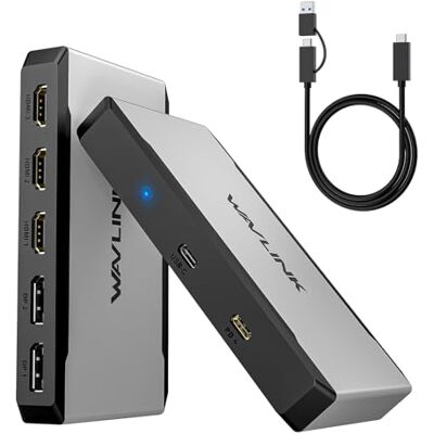 WAVLINK HDMI-adapter, drievoudige monitoradapter voor M1/M2/M3/M4 macOS-systemen. Type-C&A-hosts, 100W PD IN, 3 HDMI 2 DP beschikbaar, Triple 4K@60Hz, SMI-stuurprogramma vereist WAVLINK HDMI-adapter, drievoudige monitoradapter voor M1/M2/M3/M4 macOS-systemen. Type-C&A-hosts, 100W PD IN, 3 HDMI 2 DP beschikbaar, Triple 4K@60Hz, SMI-stuurprogramma vereist