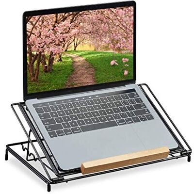 Relaxdays laptopstandaard 13 inch, metaal, mesh, verstelbaar, houder voor laptop, boekensteun, zwart Relaxdays laptopstandaard 13 inch, metaal, mesh, verstelbaar, houder voor laptop, boekensteun, zwart