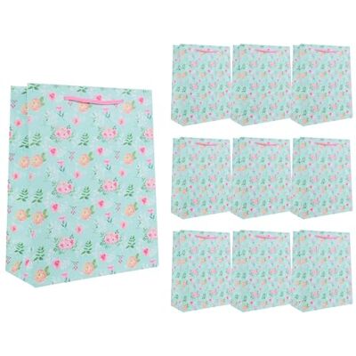 Idena 90234 Cadeauzakjes bloemen, 10 stuks, cadeauzakjes in de maat 18 x 23 x 8 cm, blauwe papieren zakjes met rozen Idena 90234 Cadeauzakjes bloemen, 10 stuks, cadeauzakjes in de maat 18 x 23 x 8 cm, blauwe papieren zakjes met rozen