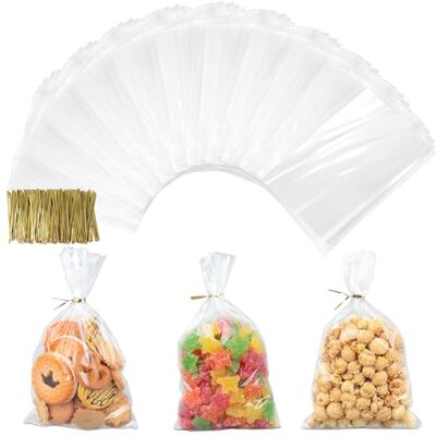 AiQInu 400 stuks transparante zakjes met veters, 25 x 15 cm, kleine cellofaanzakjes, folie, voedselzakjes, snoepzakjes, koekjeszakjes, OPP-cadeau voor feestjes, kinderverjaardag AiQInu 400 stuks transparante zakjes met veters, 25 x 15 cm, kleine cellofaanzakjes, folie, voedselzakjes, snoepzakjes, koekjeszakjes, OPP-cadeau voor feestjes, kinderverjaardag