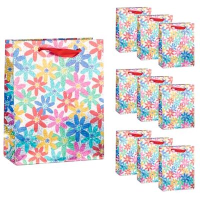 Idena 90533 Cadeauzakjes bloemen, 10 stuks, cadeauzakjes in de afmeting 18 x 23 x 8 cm, papieren zakjes met holografisch effect Idena 90533 Cadeauzakjes bloemen, 10 stuks, cadeauzakjes in de afmeting 18 x 23 x 8 cm, papieren zakjes met holografisch effect